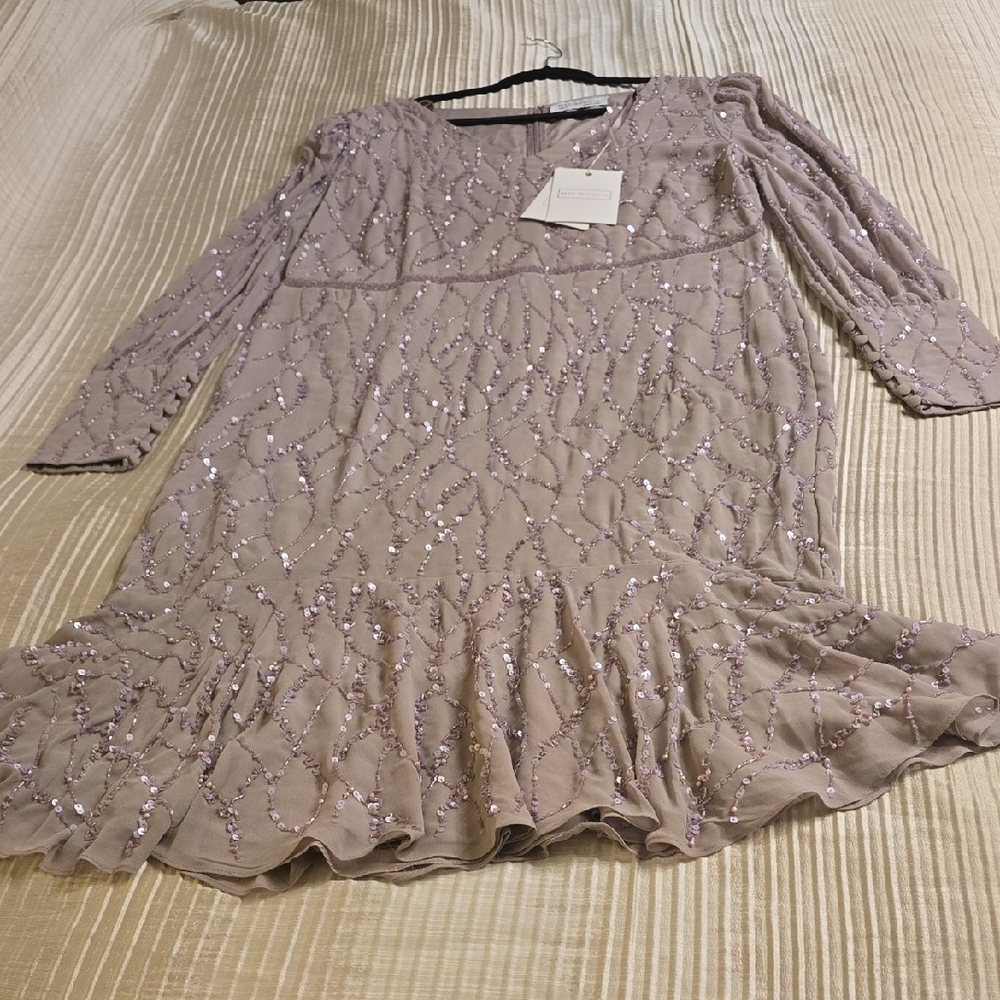 Mac Duggal Lavender Sequin Long Sleeve Dress - Picture 9 of 15